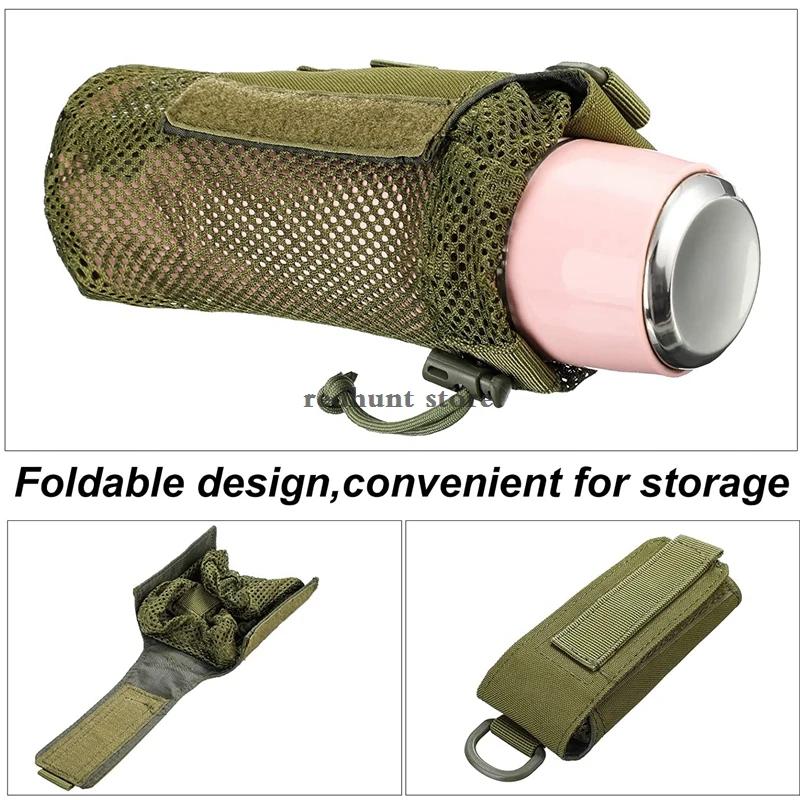 Pochette de bouteille d'eau de cyclisme en plein air, support tactique Molle, sac de rangement pliab