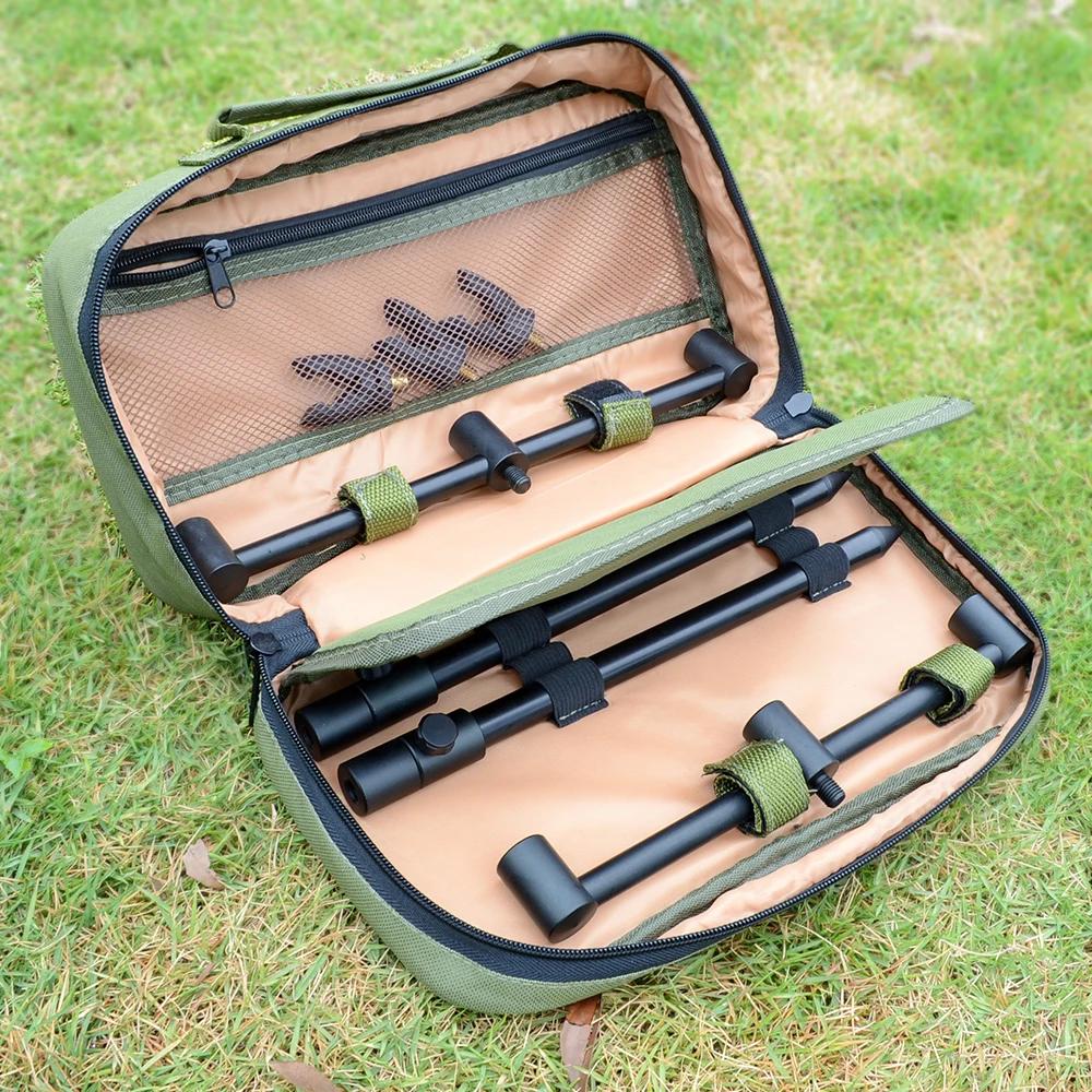Pack de Rod pod Support système 3 cannes de pêche Buzz bars et Piques avec 3 rod rest heads dans un