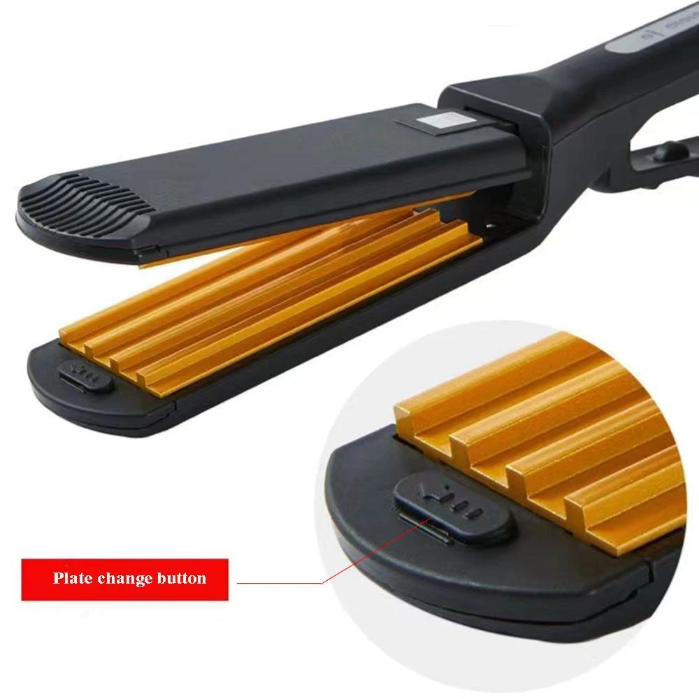 Fer à friser électrique professionnel en céramique à plaques larges ondulées pour des boucles et des