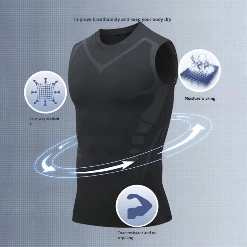 Débardeur de Compression pour hommes, chemise de gymnastique sans manches, vêtements de sport à séch