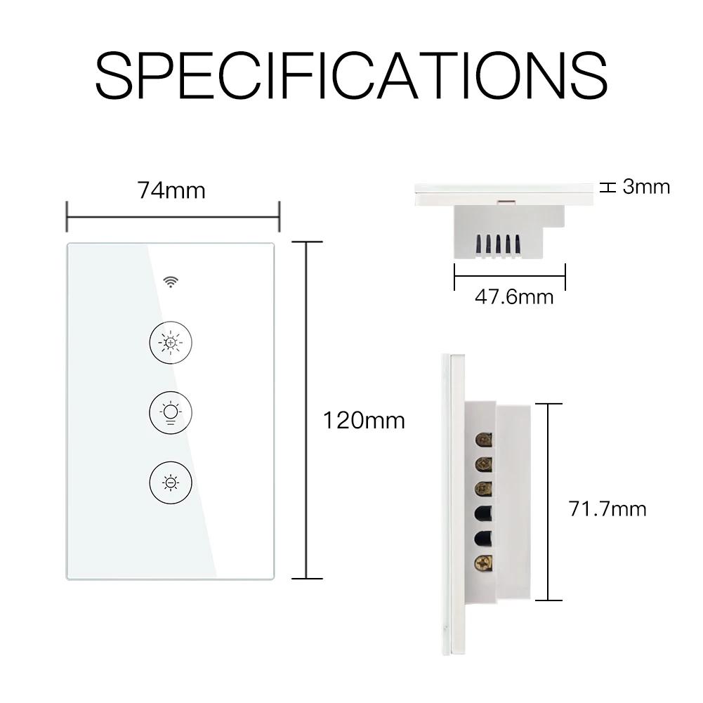 Joli variateur de lumière intelligent WiFi RF, 2 voies, 3 voies, vie intelligente, Tuya, nous contrô