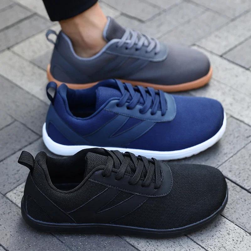 Chaussures pieds nus pour hommes avec semelle ample, bout large, chaussures de sport de marche, mode