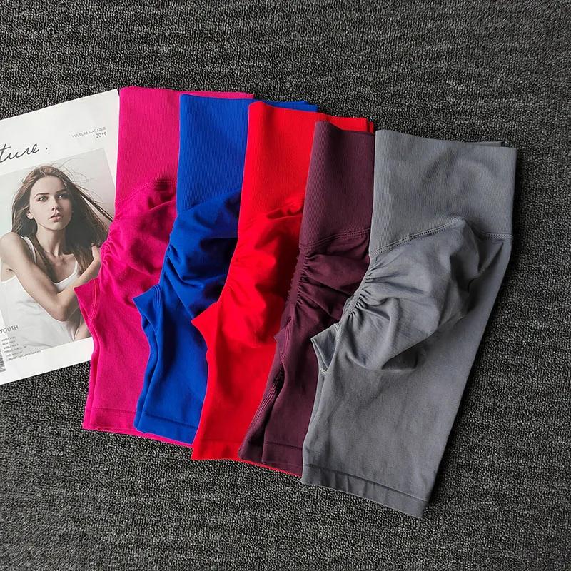 Short de Yoga sans couture pour femmes, short d'entraînement taille haute, butin Sexy, contrôle du v