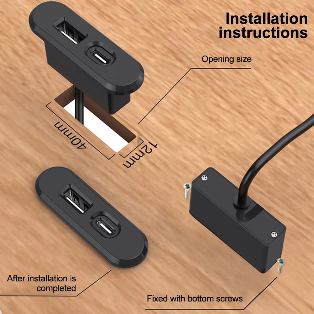 Bureau intégré prise USB meubles bureau Portable double USB prise de charge ordinateur bureau meuble