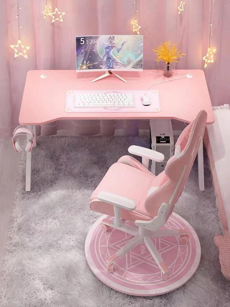Bureau de jeu rose pour filles, bureau d'étude, table d'ordinateur portable, table d'ordinateur blan