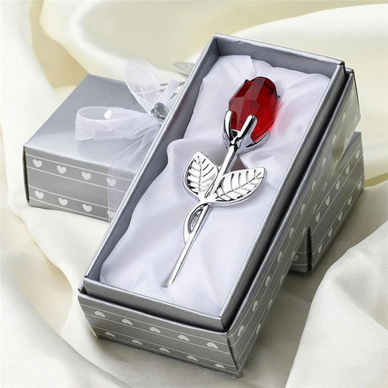 Figurines de roses en verre de cristal, 6 couleurs, artisanat, cadeaux de saint-valentin, cadeau pou