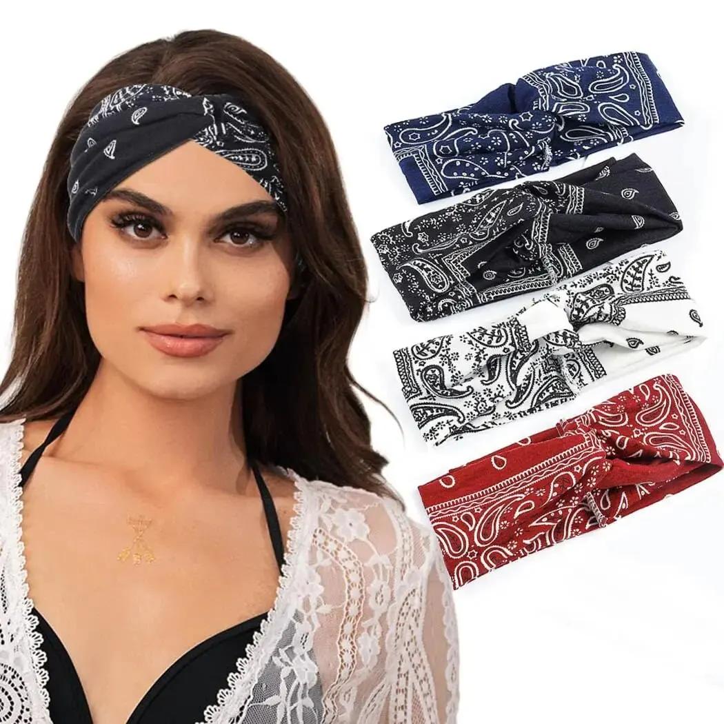 Bandeau extensible large noué pour femmes - Accessoire cheveux Yoga course sport confortable et tendance