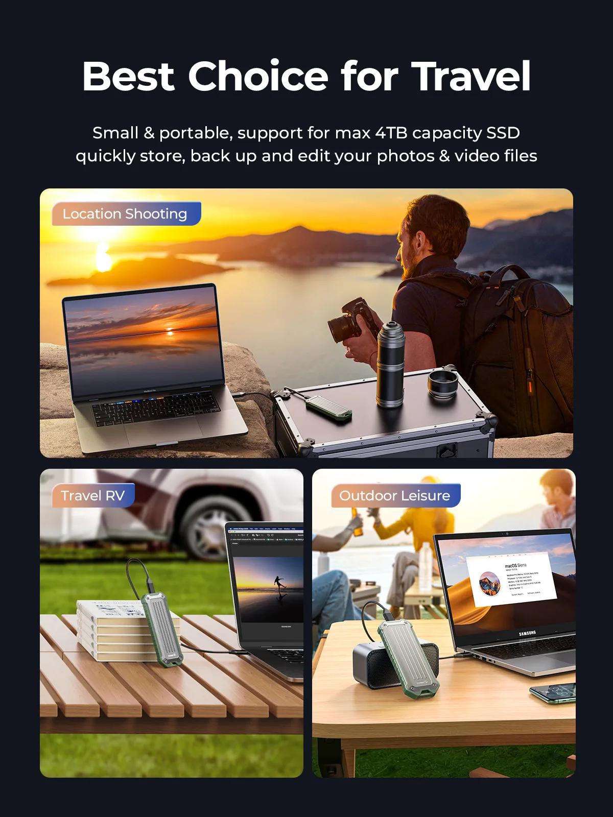 ORICO-Boîtier portable M.2 NVMe SATA SSD, en alliage de zinc, étanche, antichoc, 10Gbps avec lanière