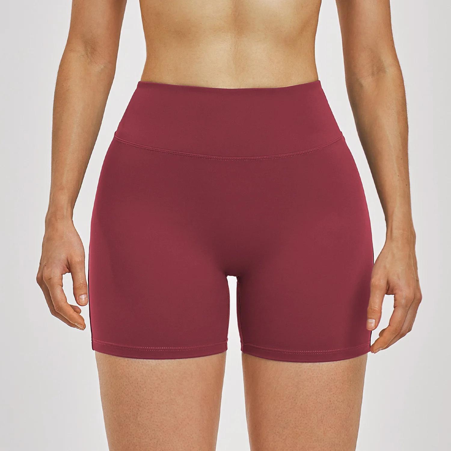 Shorts de yoga taille haute pour femme, couleur unie, pour le cyclisme et l'entraînement, shorts de