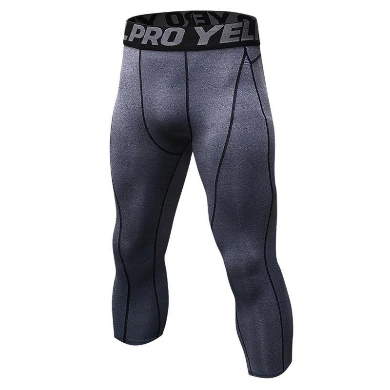 Legging athlétique à Compression 3/4 pour hommes, couche de Base, collants de course, de gymnastique