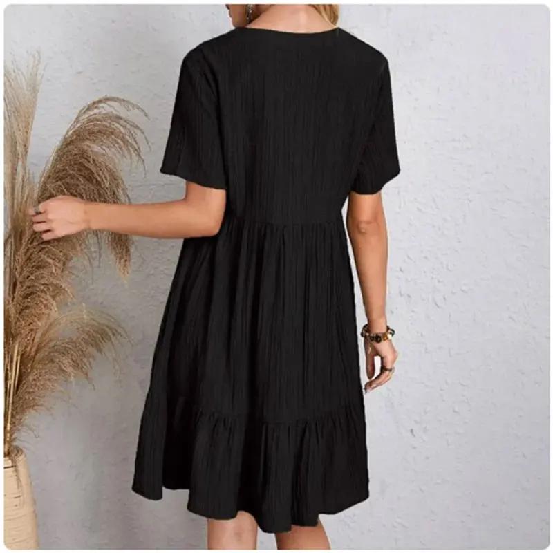Robes péplum d'été pour femmes, col en v, manches courtes, taille ample, à volants, évasées, robes d