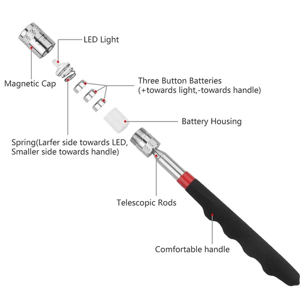 Bâton de tige de ramassage extensible, Mini stylo magnétique télescopique Portable pour ramasser les