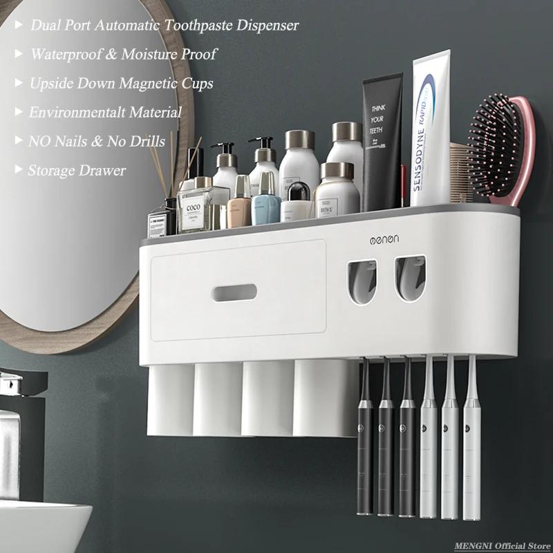 MENGNI-support de brosse à dents à Adsorption magnétique inversée, presse-dentifrice automatique mur