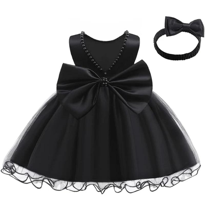 Robes de bébé fille 1er fête d'anniversaire dos nu broderie élégant grand nœud mariage blanc Tutu ro