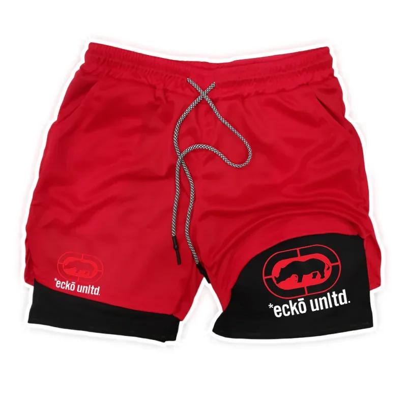 Shorts de course pour hommes 2 en 1 Shorts de sport à double couche Vêtements de sport Gym Fitness S