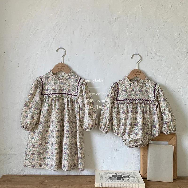 Combinaisons pour bébé fille, vêtements de printemps, Vintage, élégant, à volants floraux, manches l