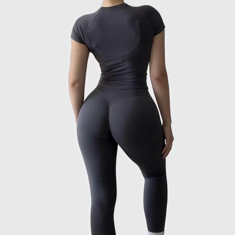 Ensemble de sport 2 pièces pour femme, haut de yoga et fitness côtelé à taille basse, ensemble court
