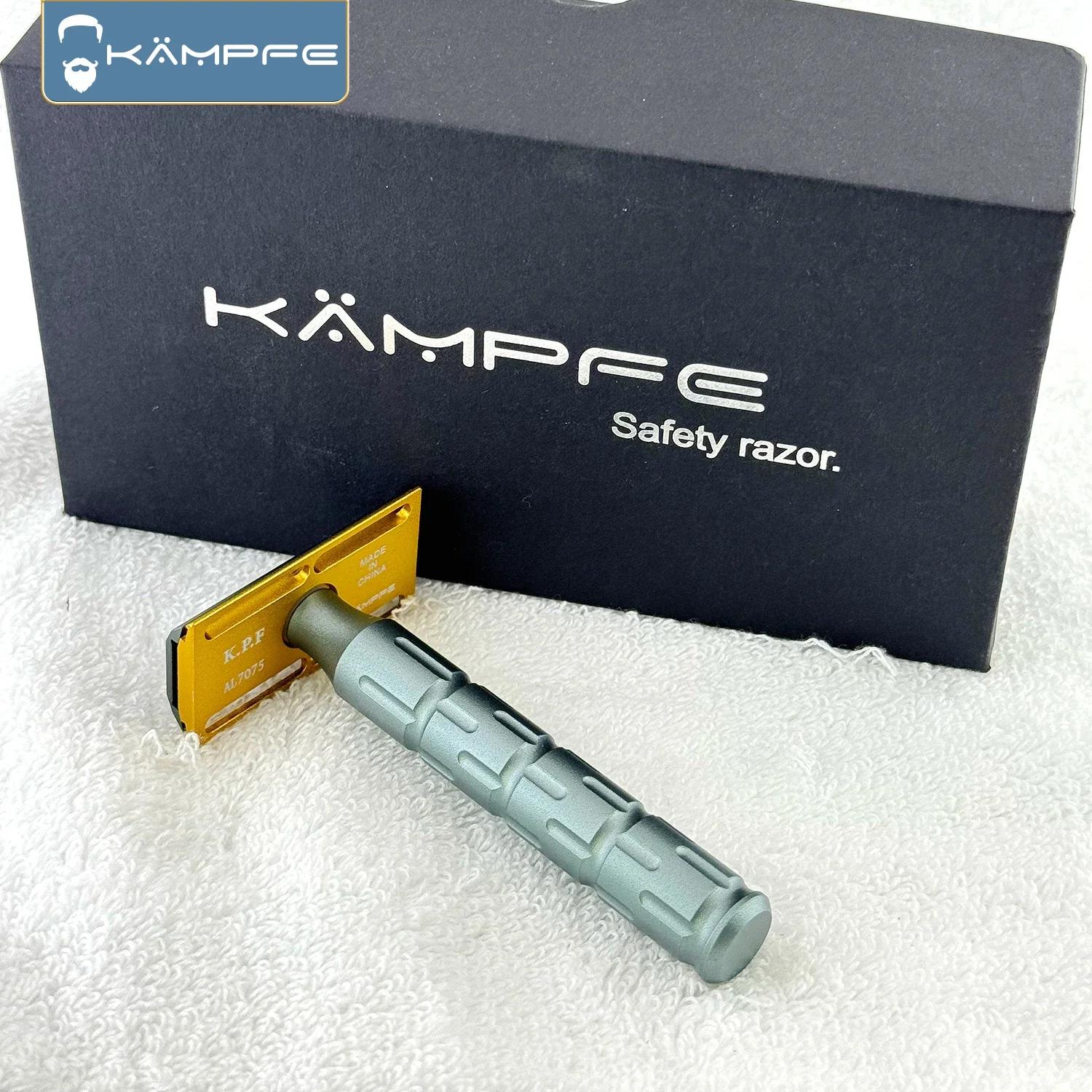 Rasoir à double tranchant KAMPFE, manuel, en aluminium, de style ancien, usiné CNC, avec manche anti