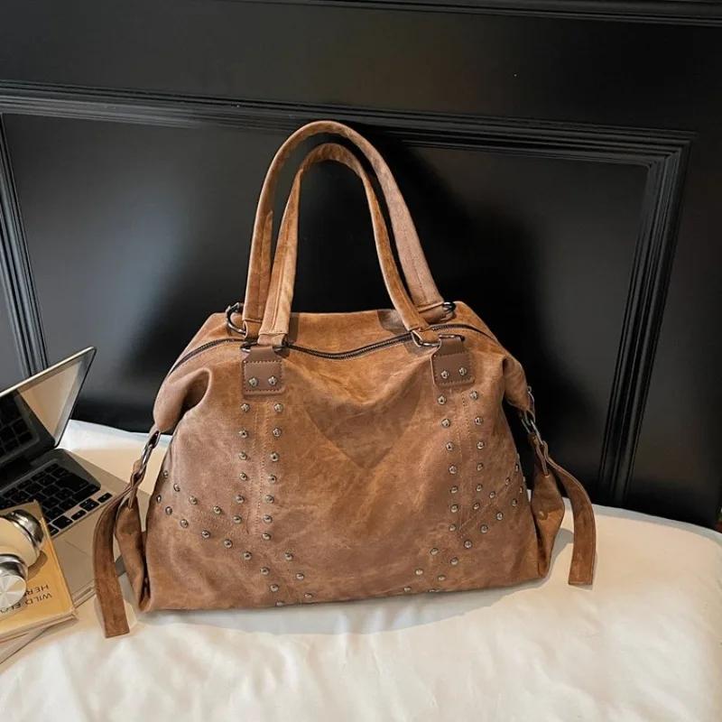 Sac à langer décontracté unique, style vintage, couleur unie, grande capacité, sac fourre-tout pour