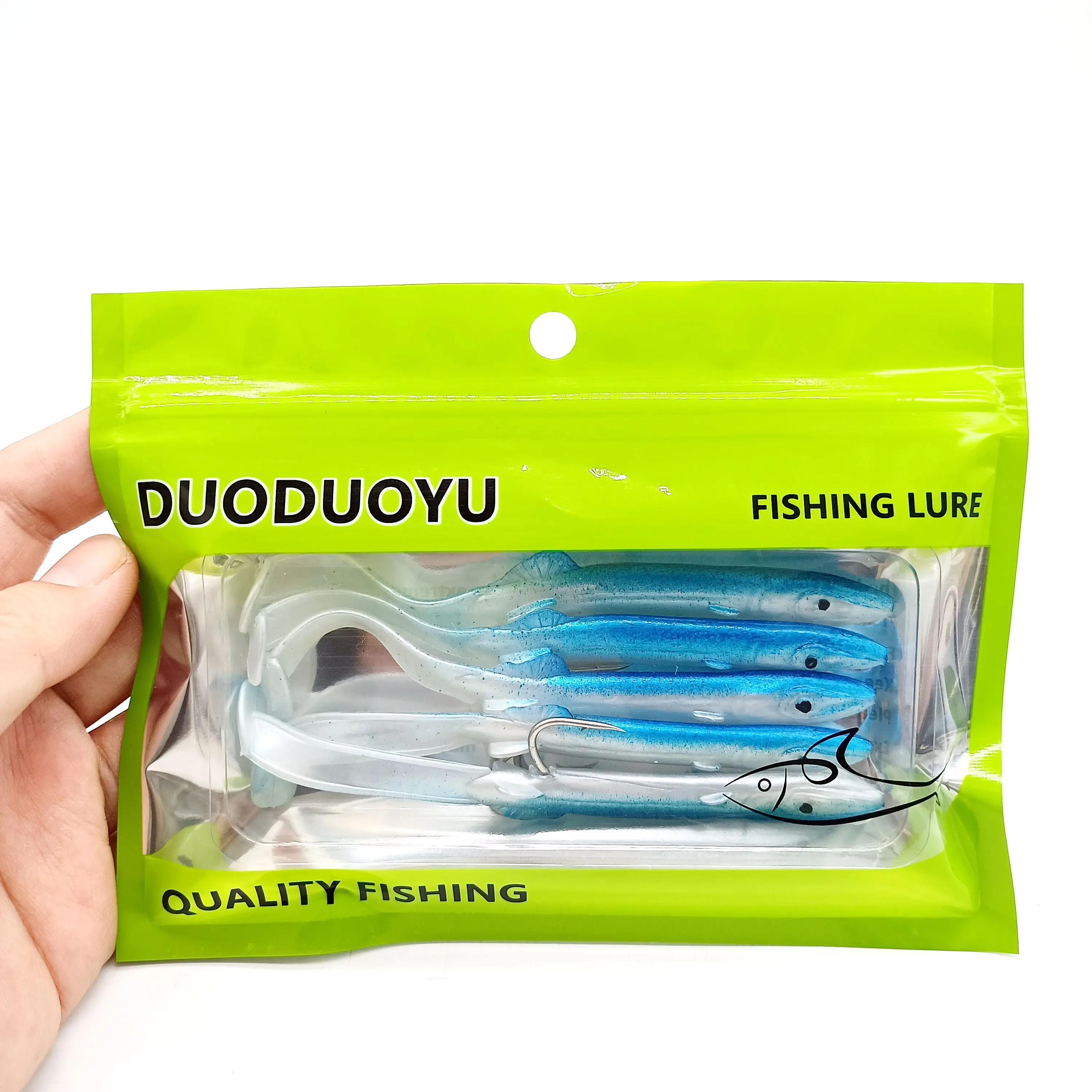 DUODUOYU 5 pièces anguille Shad leurre de pêche 115mm/4g appât souple avec crochet pointu ensemble p
