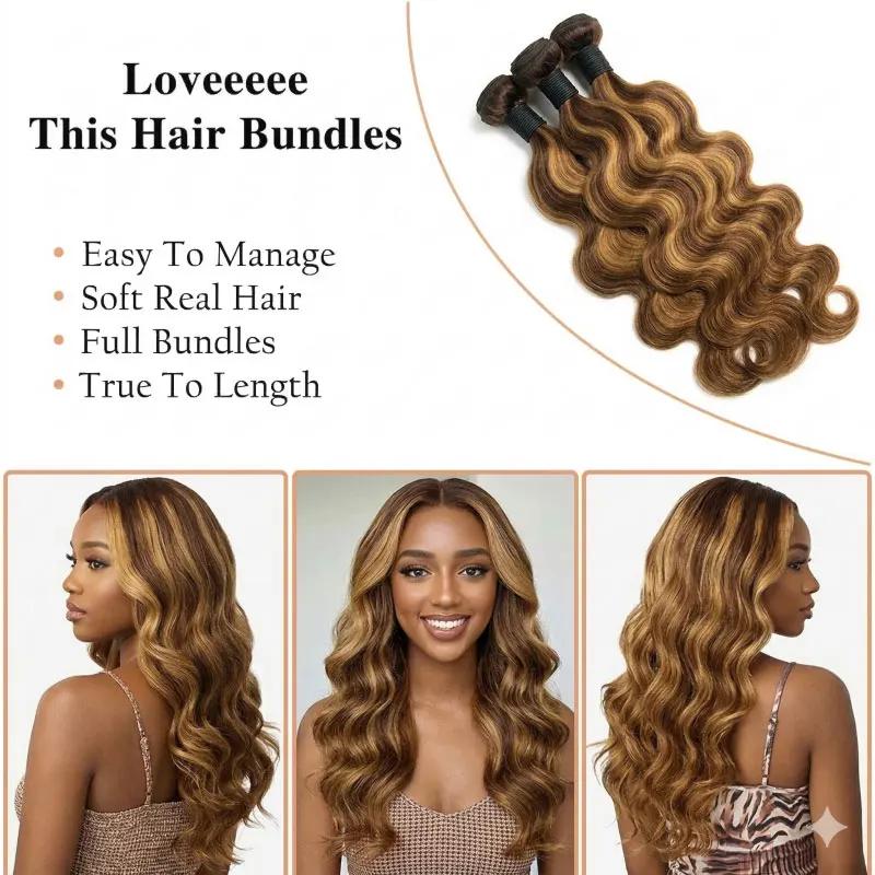 Extensions de Cheveux Humains Ondulés Ombrés de 30, 40, 50 Pouces, Mèches Blondes Non Traitées, Chev