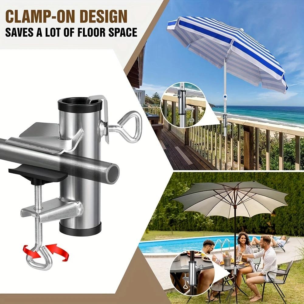 Pince parapluie pour terrasse extérieure, banc de terrasse, cadre partenaire, balustrade, bateau, po
