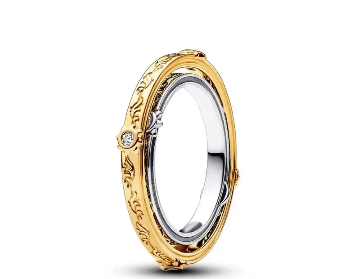 Bague en argent pur 925% en forme de cœur Minnie, couronne de princesse, pour femmes, bijoux fins à