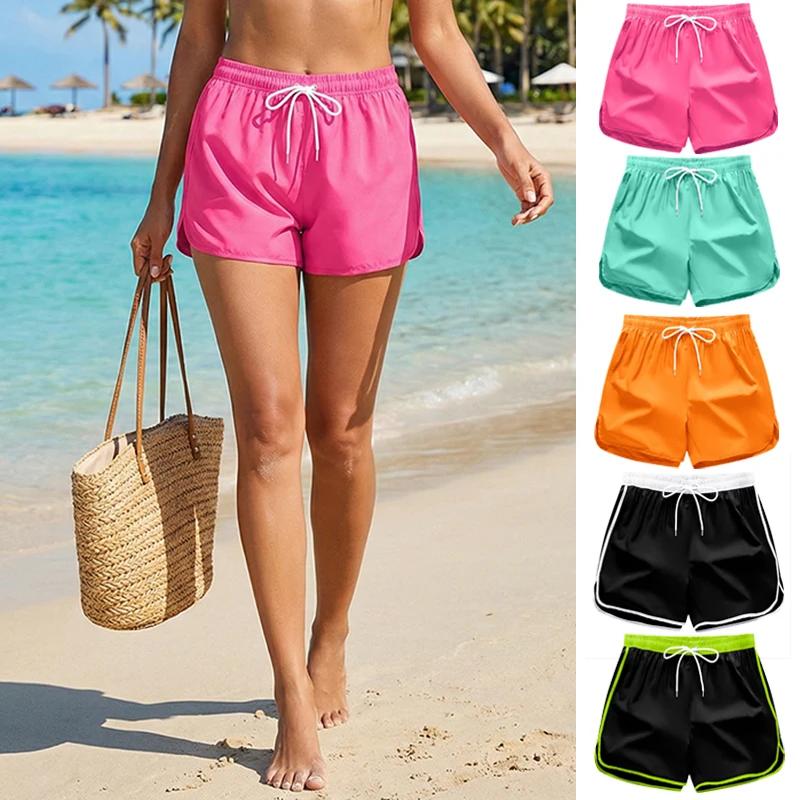 Short de plage pour femmes, vacances d'été, décontracté, séchage rapide, avec ourlet fendu, vêtement