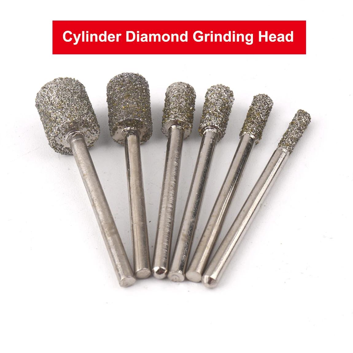 Tête de meulage diamantée à intervalles de grain 46, 5 pièces, tige de 3mm, points cylindriques endu
