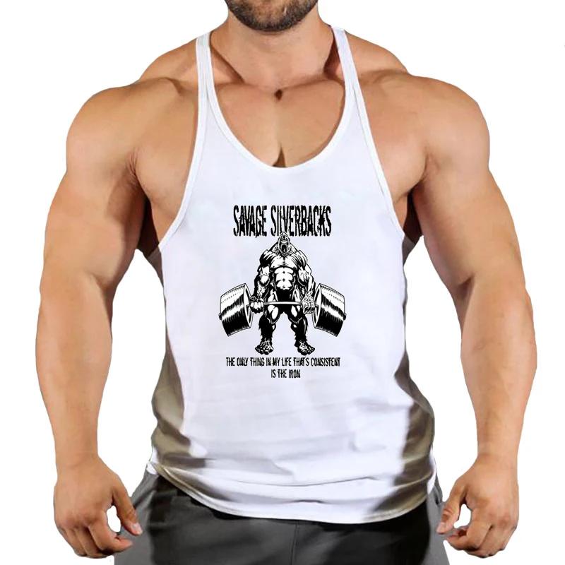 Gilet de fitness en coton pour hommes, ample, sans manches, motif imprimé cool, sport et loisirs, co