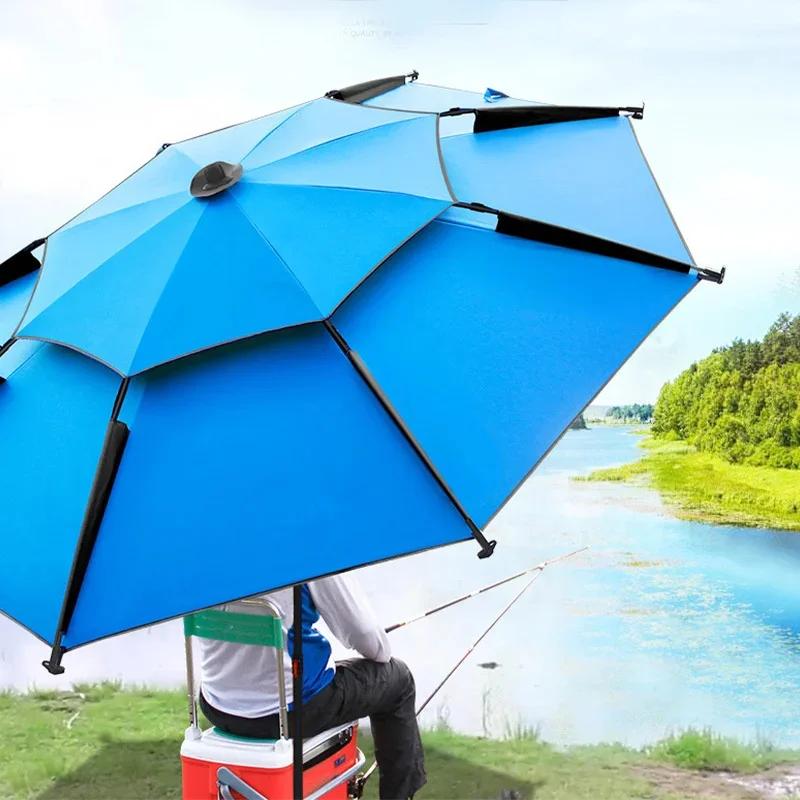 1.8-2.6M Parasol parapluie de pêche Double couche Protection solaire extérieure Camping parapluie im