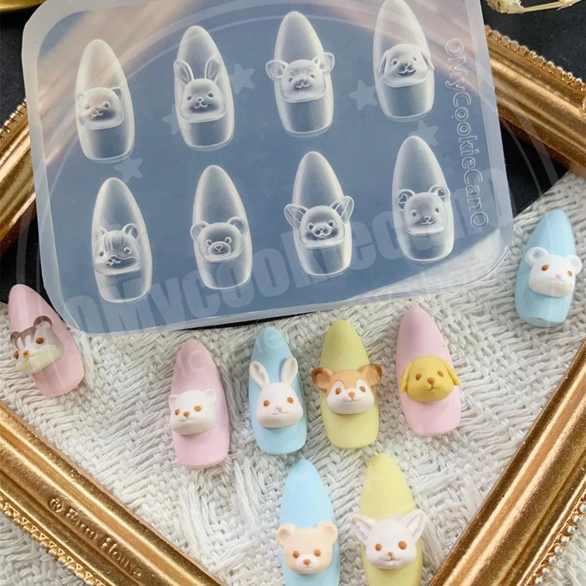 1pc crème glacée fraise crème Cookie sorcière 3D acrylique moule Nail Art décorations chat bricolage