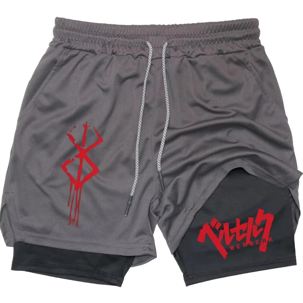 Anime Berserk Performance Shorts hommes 2 en 1 course Shorts de Compression entraînement Yoga vêteme