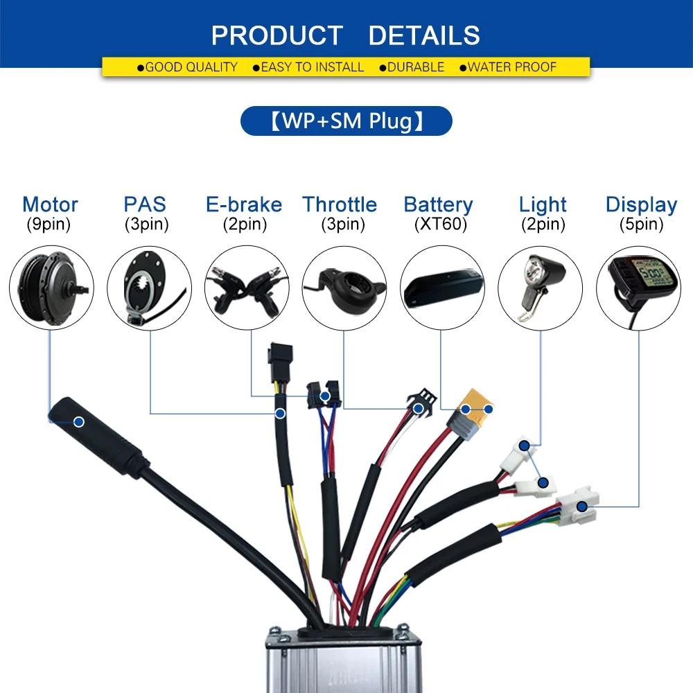 KT-Contrôleur de vélo électrique, 36V, 48V, 15A, 17A, 22A, 25A, carré, onde sinusoïdale, 250W, 350W,