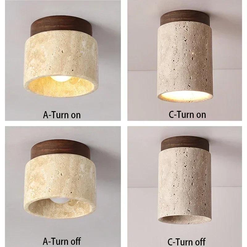 Plafonnier moderne en travertin pour chambre, couloir, hall d'entrée, escalier – Luminaire décoratif
