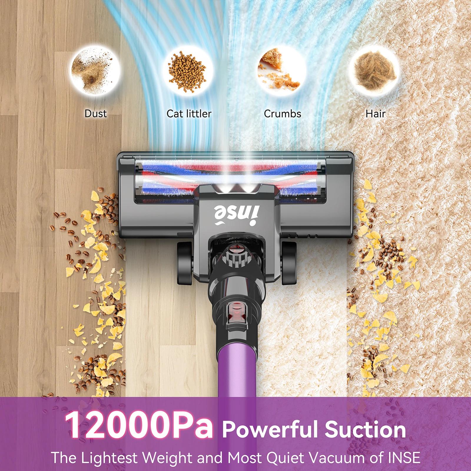 INSE-Aspirateur sans fil avec batterie aste, aspirateur à anciers injuste, violet, 6 en 1, 2200mAh