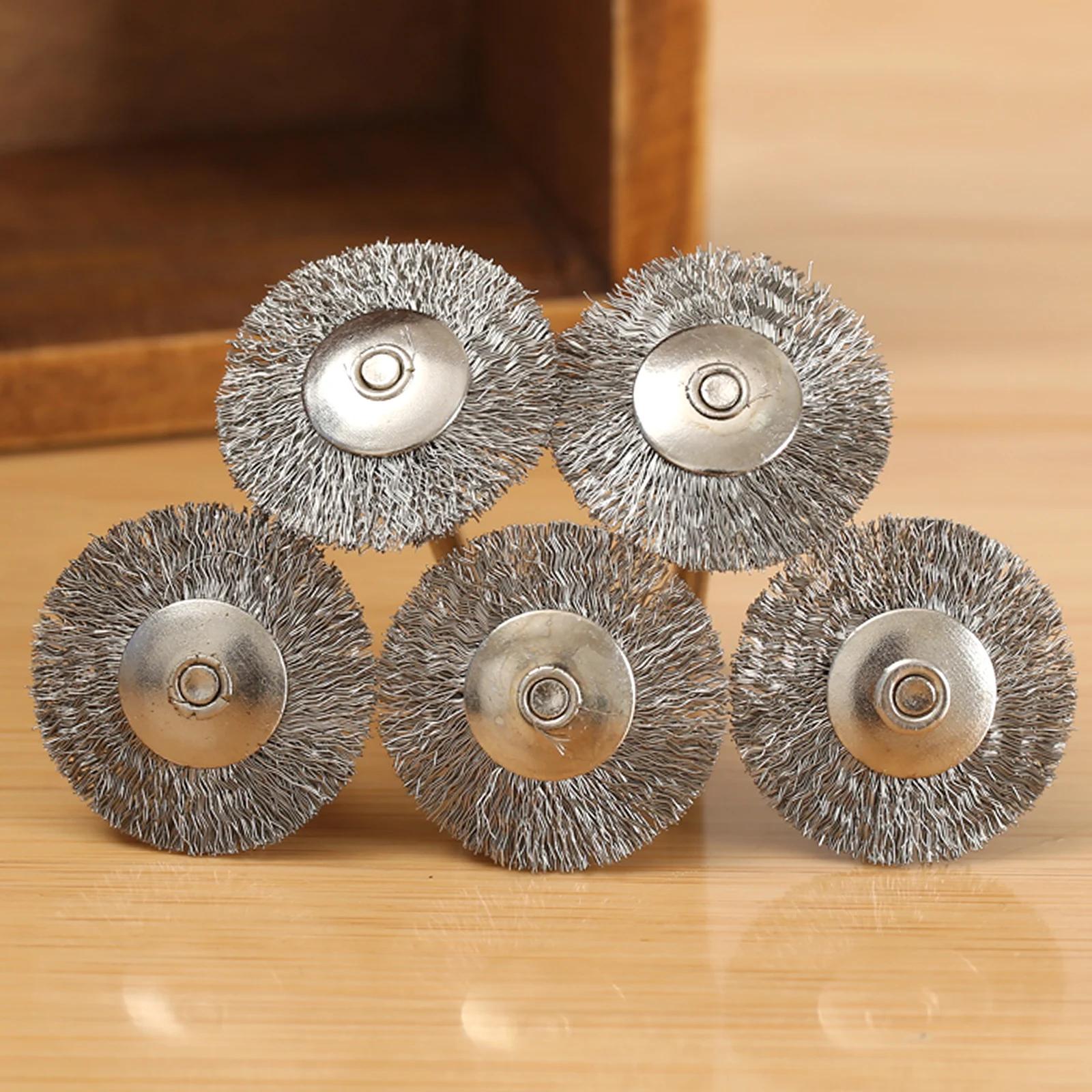 Jeu de brosses à roue métallique en acier inoxydable, 25mm, pour Mini perceuse, meuleuse, outils rot