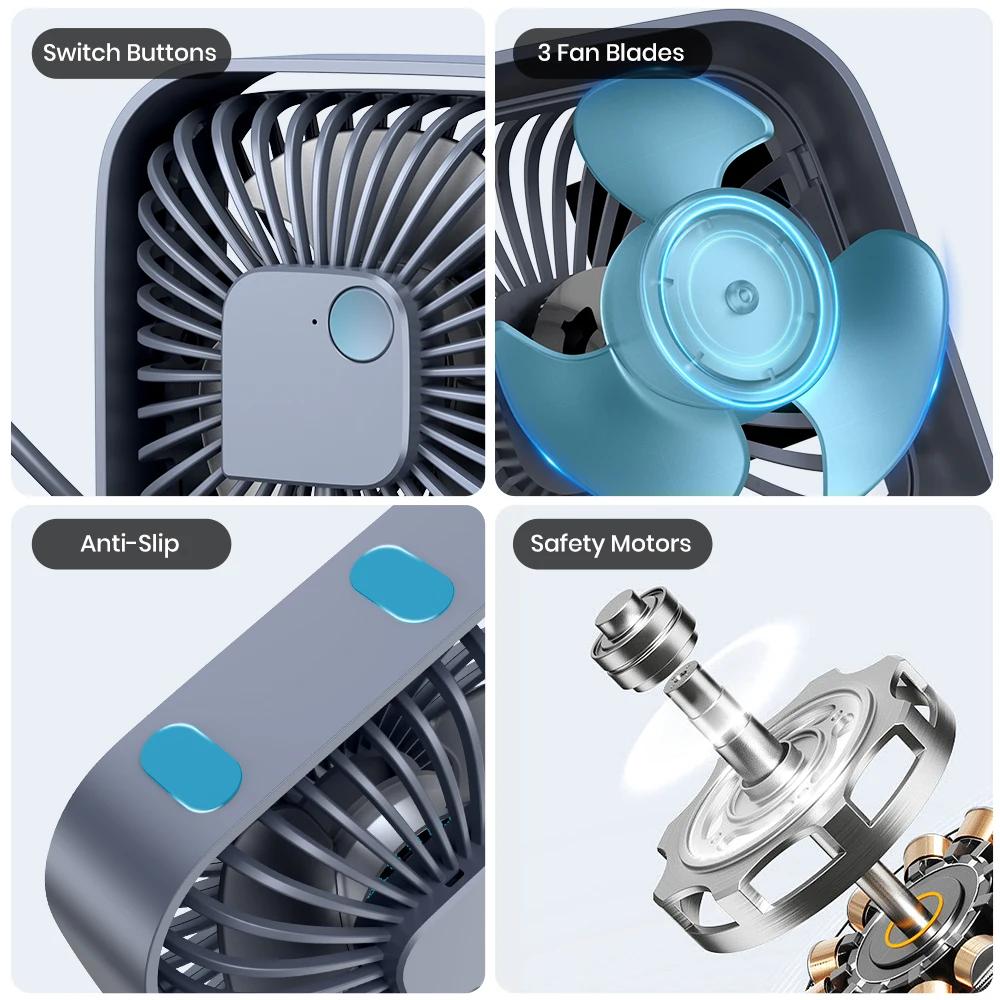 TOPK Ventilateur de bureau USB, mini ventilateur portable, ventilateur de refroidissement de table d