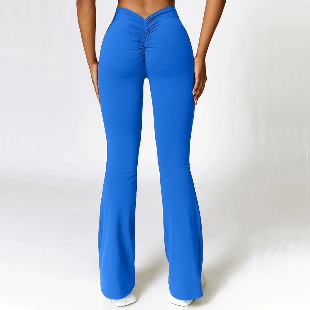 Leggings évasés en forme de V, pantalons de Yoga pour femmes, taille haute, jambes larges, pour gymn
