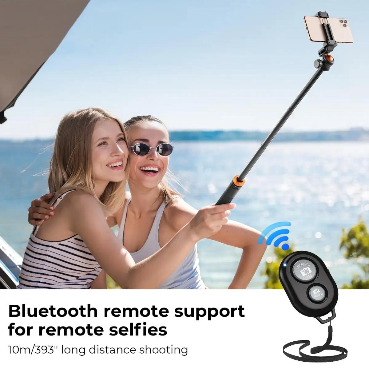 K&F CONCEPT MS08 Trépied pour téléphone portable 62''/1,58 m, bâton à selfie noir et orange avec tél