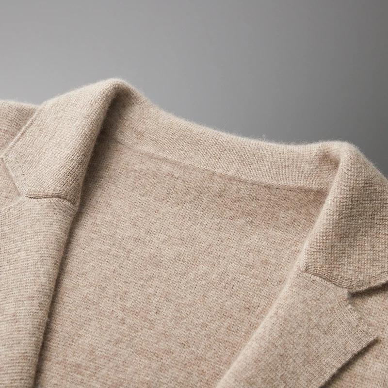 100% laine mérinos pull hommes costume col Cardigan pantalon ensemble intelligent tricots décontract