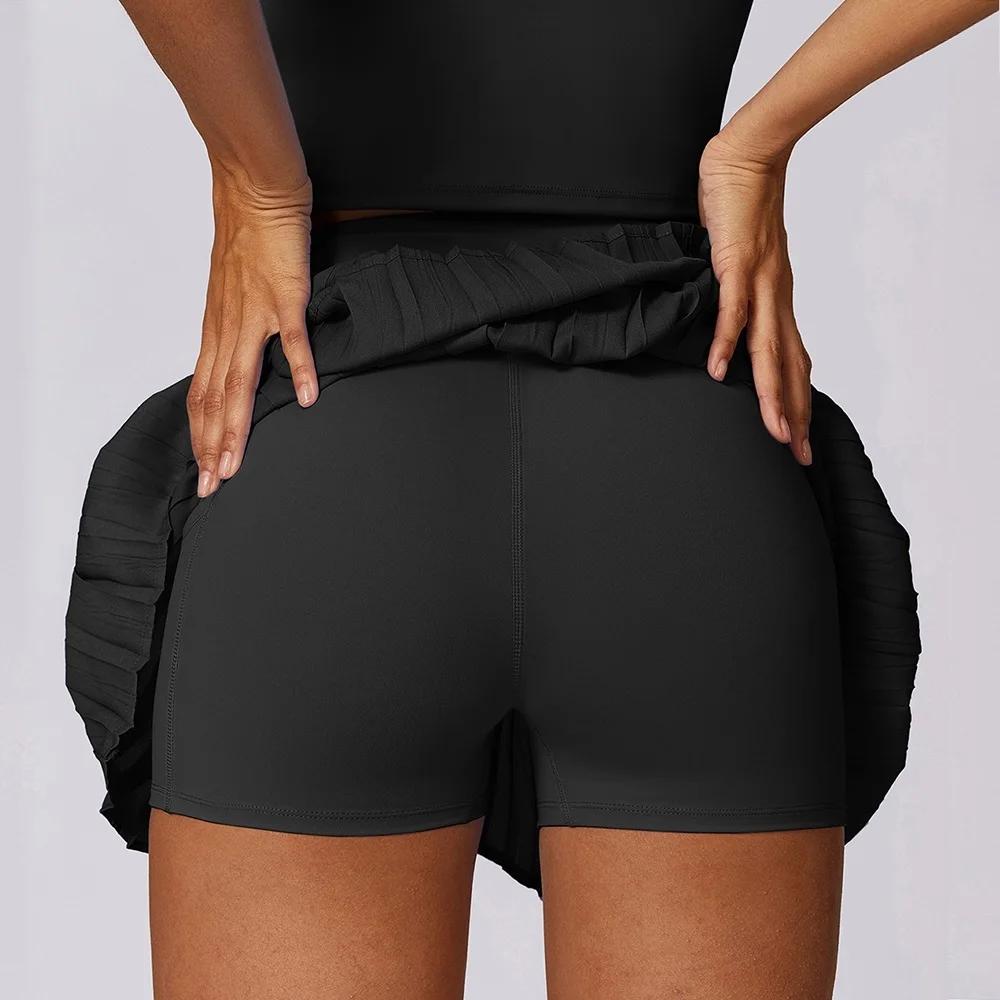 Jupe de sport plissée pour tennis et fitness - Shorts taille haute pour running et gym