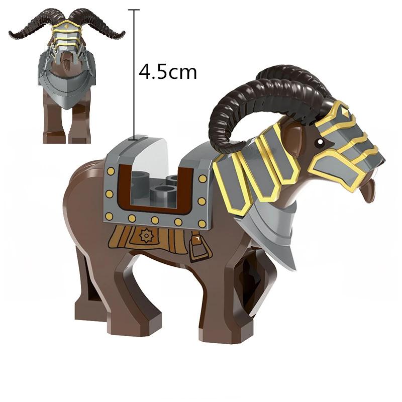 Série de guerre médiévale classique sanglier cornu de mouton, blocs de construction, animaux nains m