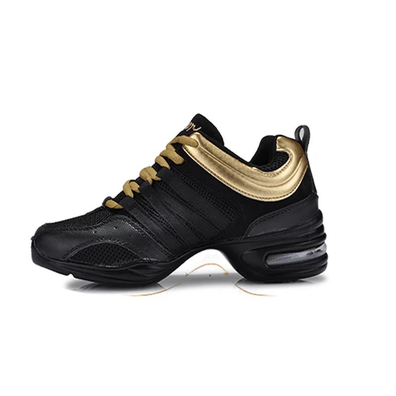 Chaussures de danse Jazz femme noires semelles souples maille respirante modernes Salsa carrées