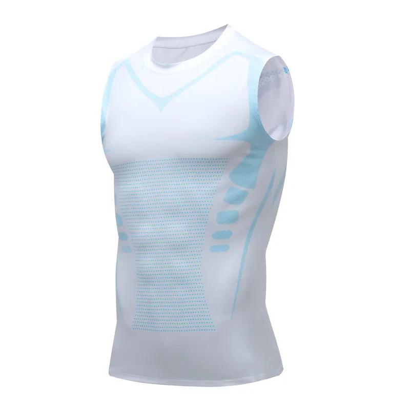 Débardeur de Compression pour hommes, chemise de gymnastique sans manches, impression à séchage rapi