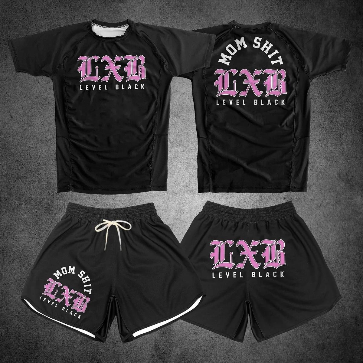 Ensemble de sport Rash Guard V1 LXB AJJ à séchage rapide, Levelxblack RANKED V2 NIVEL NEGRO, maillot