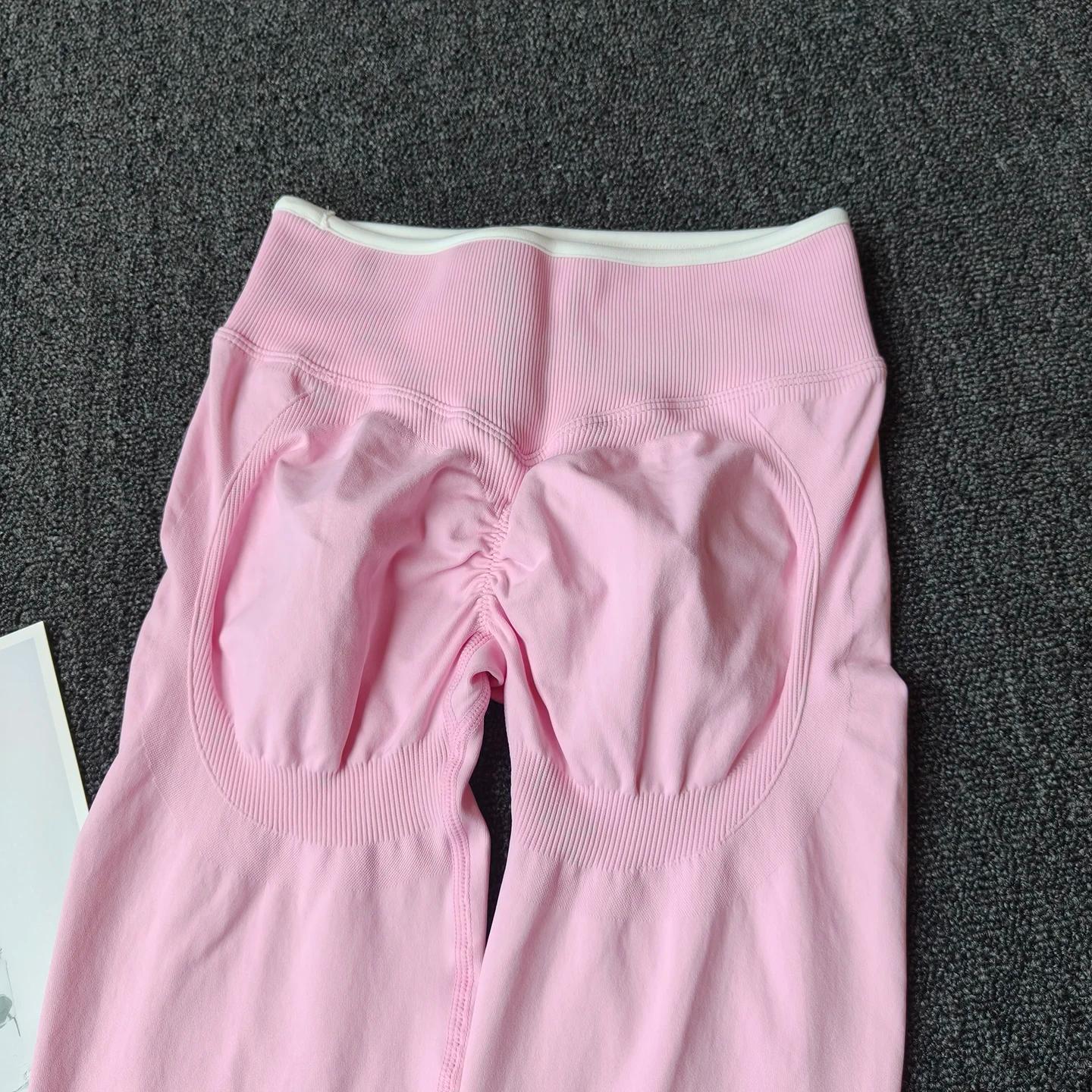 Leggings de Fitness pour femmes, taille haute, pantalons de Yoga sans couture, froissés, butin, pêch