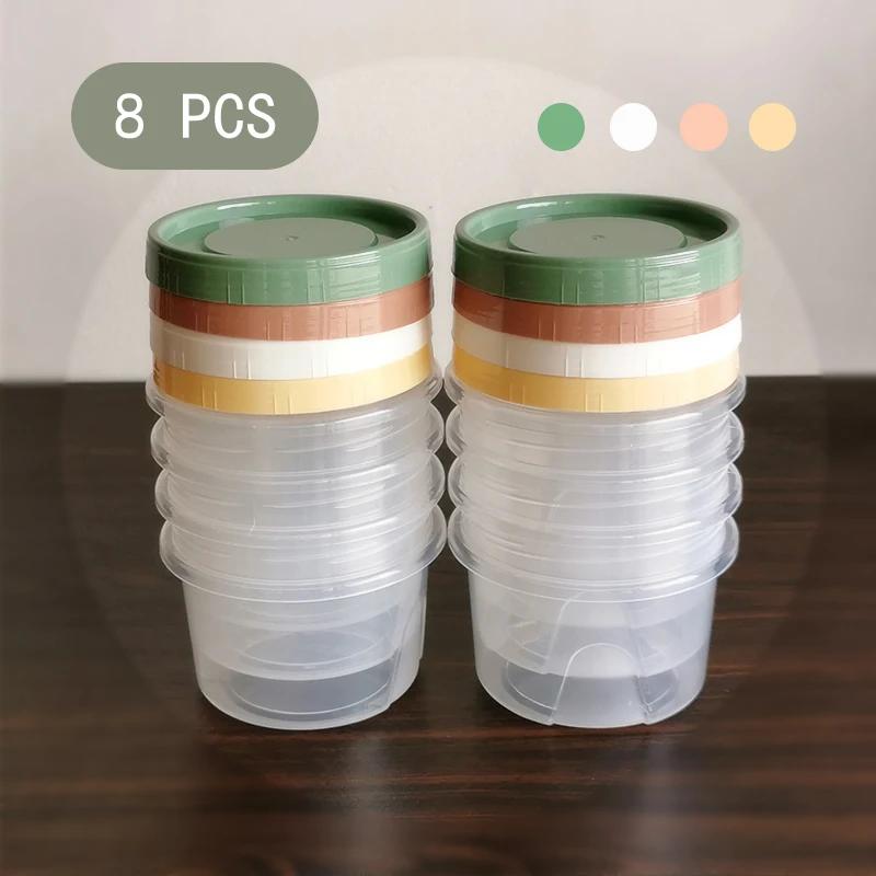 Boîte ronde de conservation des aliments frais de 500ml, 8 pièces, réfrigérateur de cuisine, contene