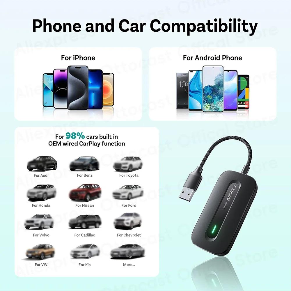 OTTOCAST Play2Video Express sans fil CarPlay sans fil Android Auto adaptateur pour Youtube Netflix l