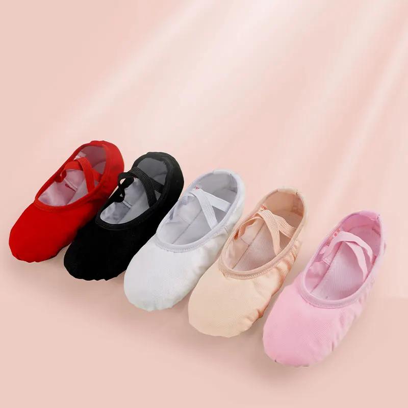 Chaussures de danse ballet filles femmes - Pantoufles de danse en toile à semelle souple confortable